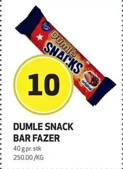 Bunnpris DUMLE SNACK BAR FAZER, NOK 10 tilbud