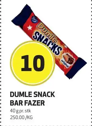 Bunnpris DUMLE SNACK BAR FAZER, NOK 10 tilbud