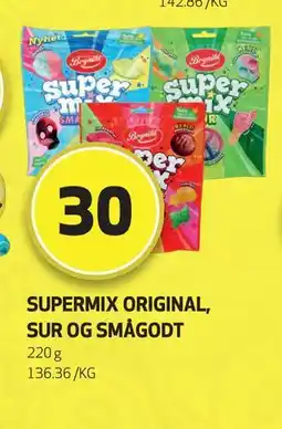 Bunnpris SUPERMIX Original, sur og smågodt, NOK 30 tilbud