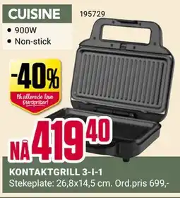 Europris KONTAKTGRILL 3-I-1, NOK 419.4 tilbud