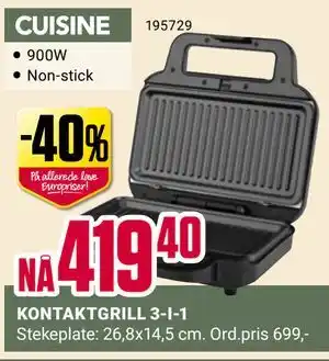 Europris KONTAKTGRILL 3-I-1, NOK 419.4 tilbud