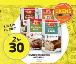 Bunnpris UTVALGTE BRØDMIKSER BRØD REGAL, NOK 30 tilbud