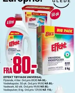 Europris EFFEKT TØYVASK UNIVERSAL tilbud