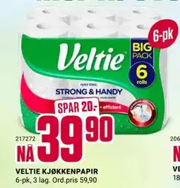 Europris VELTIE KJØKKENPAPIR, NOK 39.9 tilbud