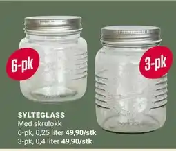 Europris SYLTEGLASS, NOK 49.9 tilbud