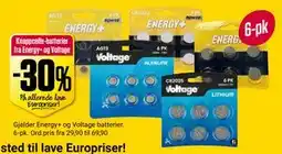 Europris Knappcelle-batterier fra Energy+ og Voltage tilbud