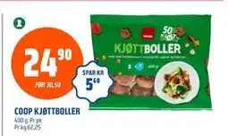Coop Obs COOP KJØTTBOLLER, NOK 24.9 tilbud