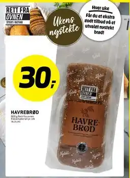 Bunnpris HAVREBRØD, NOK 30 tilbud