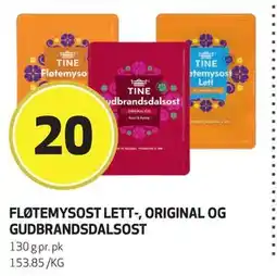Bunnpris FLØTEMYSOST LETT-, ORIGINAL OG GUDBRANDSDALSOST, NOK 20 tilbud