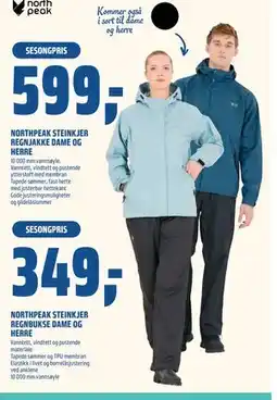 Coop Obs NORTHPEAK STEINKJER REGNBUKSE DAME OG HERRE, NOK 349 tilbud