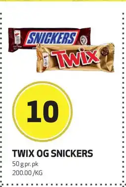 Bunnpris TWIX OG SNICKERS, NOK 10 tilbud