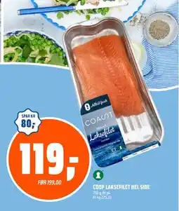 Coop Obs COOP LAKSEFILET HEL SIDE, NOK 119 tilbud