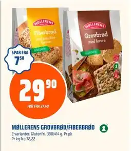 Coop Obs MØLLERENS GROVBRØD/FIBERBRØD, NOK 29.9 tilbud