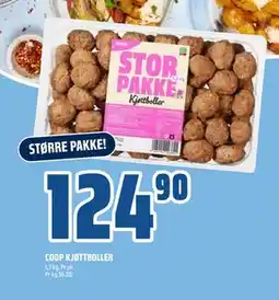 Coop Obs COOP KJØTTBOLLER, NOK 124.9 tilbud