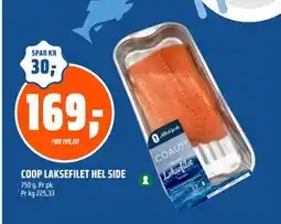 Coop Obs COOP LAKSEFILET HEL SIDE, NOK 169 tilbud