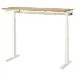 IKEA Mittzon Skrivebord hev/senk, elektrisk eikefiner/hvit, 140x60 cm tilbud