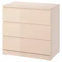 IKEA Malm Kommode med 3 skuffer, lys oransje/høyglans, 80x78 cm tilbud