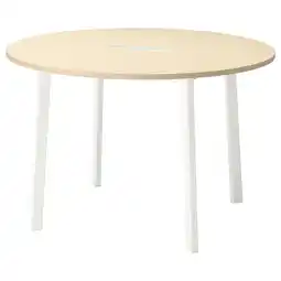 IKEA Mittzon Konferansebord, rundt bjørkefiner/hvit, 120x75 cm tilbud