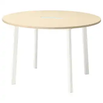 IKEA Mittzon Konferansebord, rundt bjørkefiner/hvit, 120x75 cm tilbud