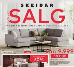 Skeidar Oslo U-sofa, NOK 9999 tilbud