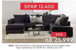 Skeidar Chillux U-sofa Sjeselong venstre, NOK 25999 tilbud