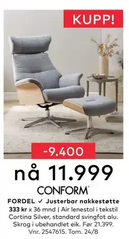 Skeidar Air lenestol, NOK 11999 tilbud