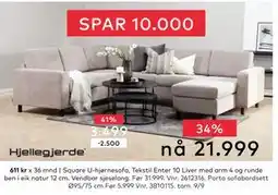 Skeidar Square U-hjørnesofa, NOK 21999 tilbud