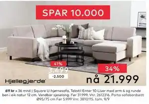 Skeidar Square U-hjørnesofa, NOK 21999 tilbud