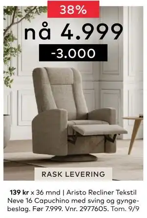 Skeidar Aristo Recliner, NOK 4999 tilbud