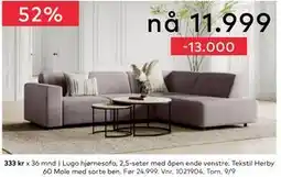 Skeidar Lugo hjørnesofa, 2,5-seter, NOK 11999 tilbud