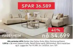 Skeidar Vesta U-sofa, NOK 54699 tilbud