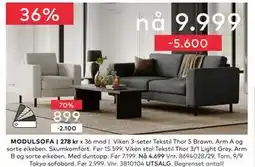 Skeidar Viken 3-seter Tekstil Thor 5 Brown, NOK 9999 tilbud