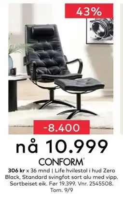 Skeidar Life hvilestol, NOK 10999 tilbud
