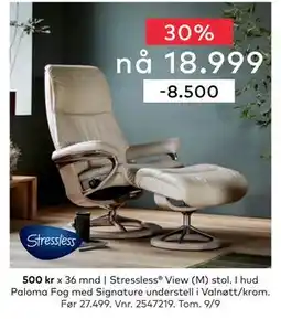 Skeidar Stressless View (M) stol, NOK 18999 tilbud