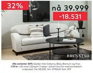 Skeidar Stream 3-seter, NOK 39999 tilbud