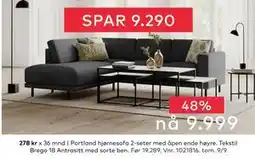 Skeidar Portland hjørnesofa, NOK 9999 tilbud