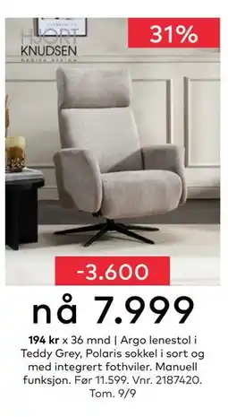 Skeidar Argo lenestol, NOK 7999 tilbud