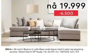 Skeidar Boston U-sofa, NOK 19999 tilbud
