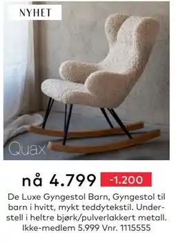 Skeidar De Luxe Gyngestol Barn, NOK 5999, Medlemspris tilbud