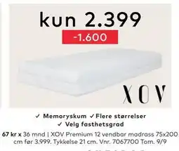 Skeidar XOV Premium 12 vendbar madrass 75x200 cm, NOK 2399 tilbud