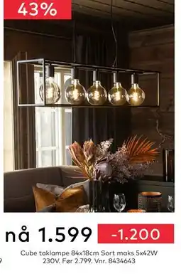 Skeidar Cube taklampe 84x18cm, NOK 1599 tilbud