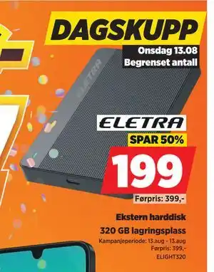 POWER Ekstern harddisk, NOK 199 tilbud