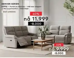 Skeidar Denver 3-seter recliner, NOK 11999 tilbud