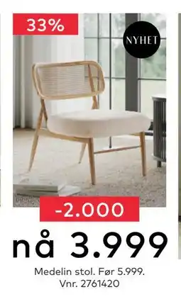 Skeidar Medelin stol., NOK 3999 tilbud