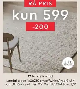 Skeidar Lærdal teppe, NOK 599 tilbud