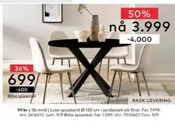 Skeidar Luke spisebord, NOK 3999 tilbud