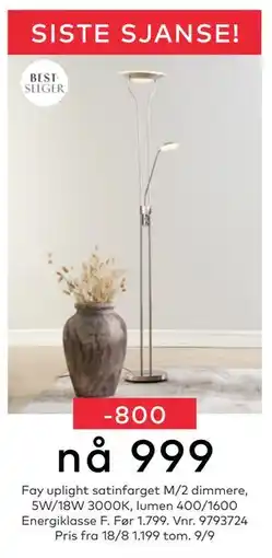 Skeidar Fay uplight, NOK 999 tilbud
