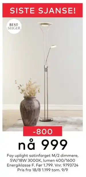 Skeidar Fay uplight, NOK 999 tilbud