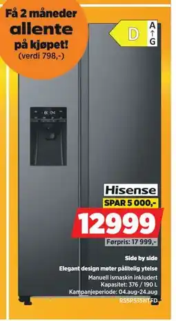 POWER Hisense RS5P535NTFD, NOK 12999 tilbud