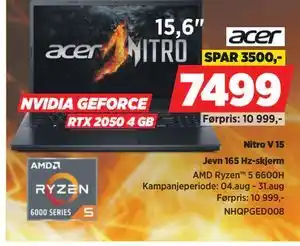 POWER Nitro V 15, NOK 7499 tilbud